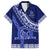 Custom Queen Salote College Family Matching Puletasi Dress and Hawaiian Shirt Tongan Kupesi Pattern LT05 Dad's Shirt - Short Sleeve Blue - Polynesian Pride