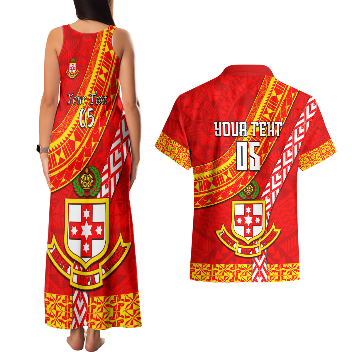 Custom Kolisi Tonga Couples Matching Tank Maxi Dress and Hawaiian Shirt Tongan Kupesi Pattern LT05 - Polynesian Pride