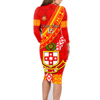 Custom Kolisi Tonga Family Matching Long Sleeve Bodycon Dress and Hawaiian Shirt Tongan Kupesi Pattern LT05 - Polynesian Pride