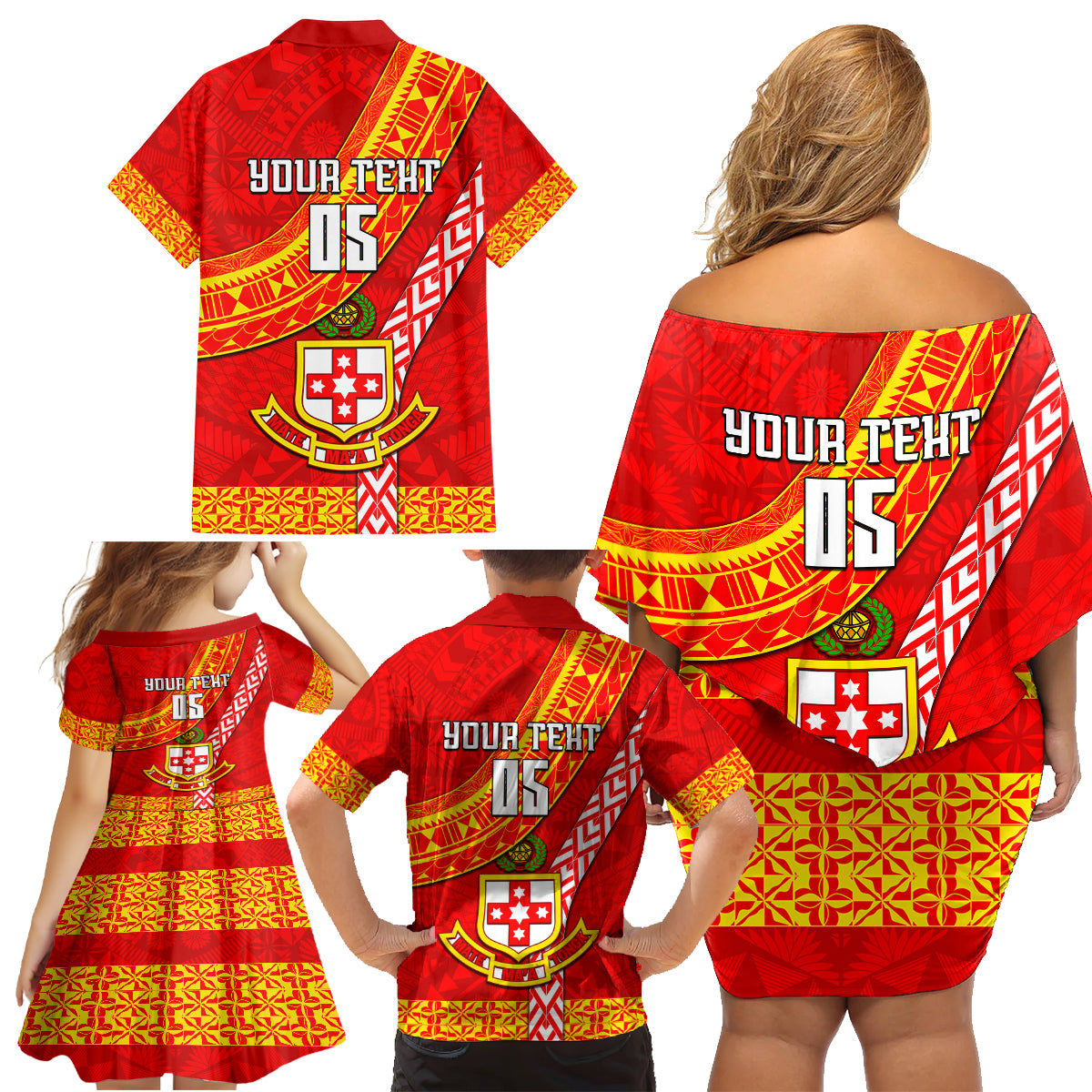 Custom Kolisi Tonga Family Matching Off Shoulder Short Dress and Hawaiian Shirt Tongan Kupesi Pattern LT05 - Polynesian Pride