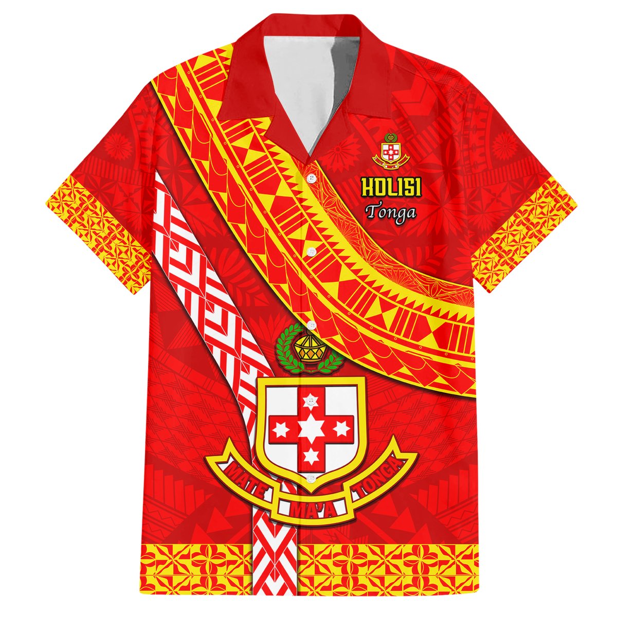 Custom Kolisi Tonga Hawaiian Shirt Tongan Kupesi Pattern LT05 Red - Polynesian Pride