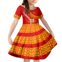 Custom Kolisi Tonga Kid Short Sleeve Dress Tongan Kupesi Pattern LT05 KID Red - Polynesian Pride