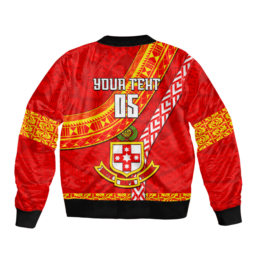Custom Kolisi Tonga Sleeve Zip Bomber Jacket Tongan Kupesi Pattern LT05 - Polynesian Pride