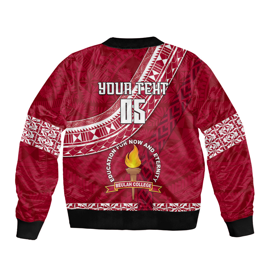 Custom Beulah College Bomber Jacket Tongan Kupesi Pattern LT05 - Polynesian Pride