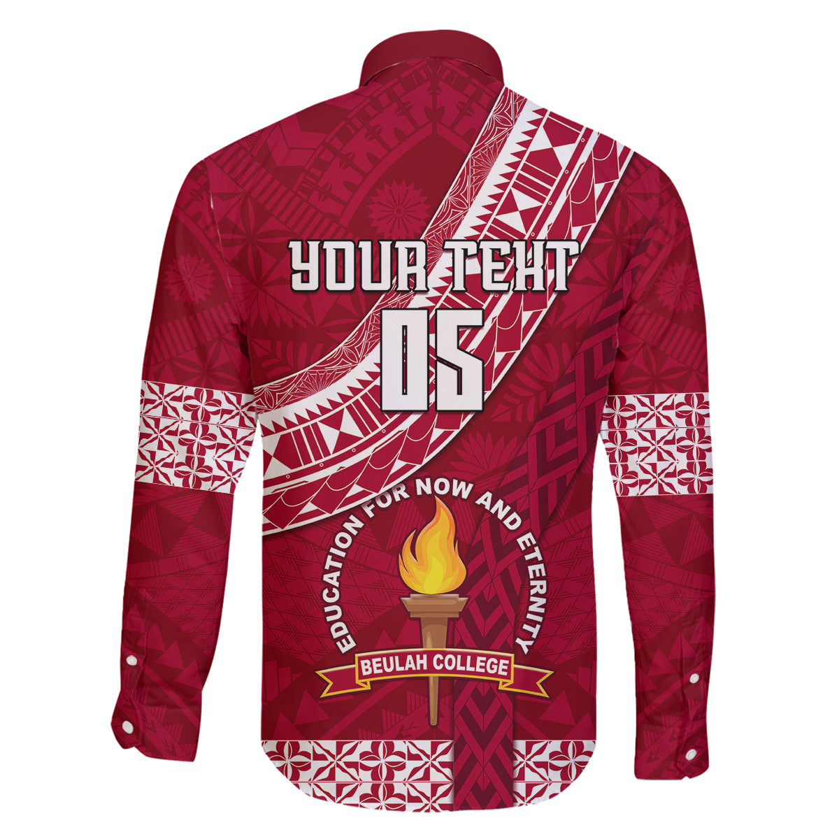 Custom Beulah College Family Matching Long Sleeve Bodycon Dress and Hawaiian Shirt Tongan Kupesi Pattern LT05 - Polynesian Pride