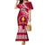 Custom Beulah College Family Matching Mermaid Dress and Hawaiian Shirt Tongan Kupesi Pattern LT05 Mom's Dress Red - Polynesian Pride