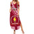 Custom Beulah College Family Matching Summer Maxi Dress and Hawaiian Shirt Tongan Kupesi Pattern LT05 Mom's Dress Red - Polynesian Pride