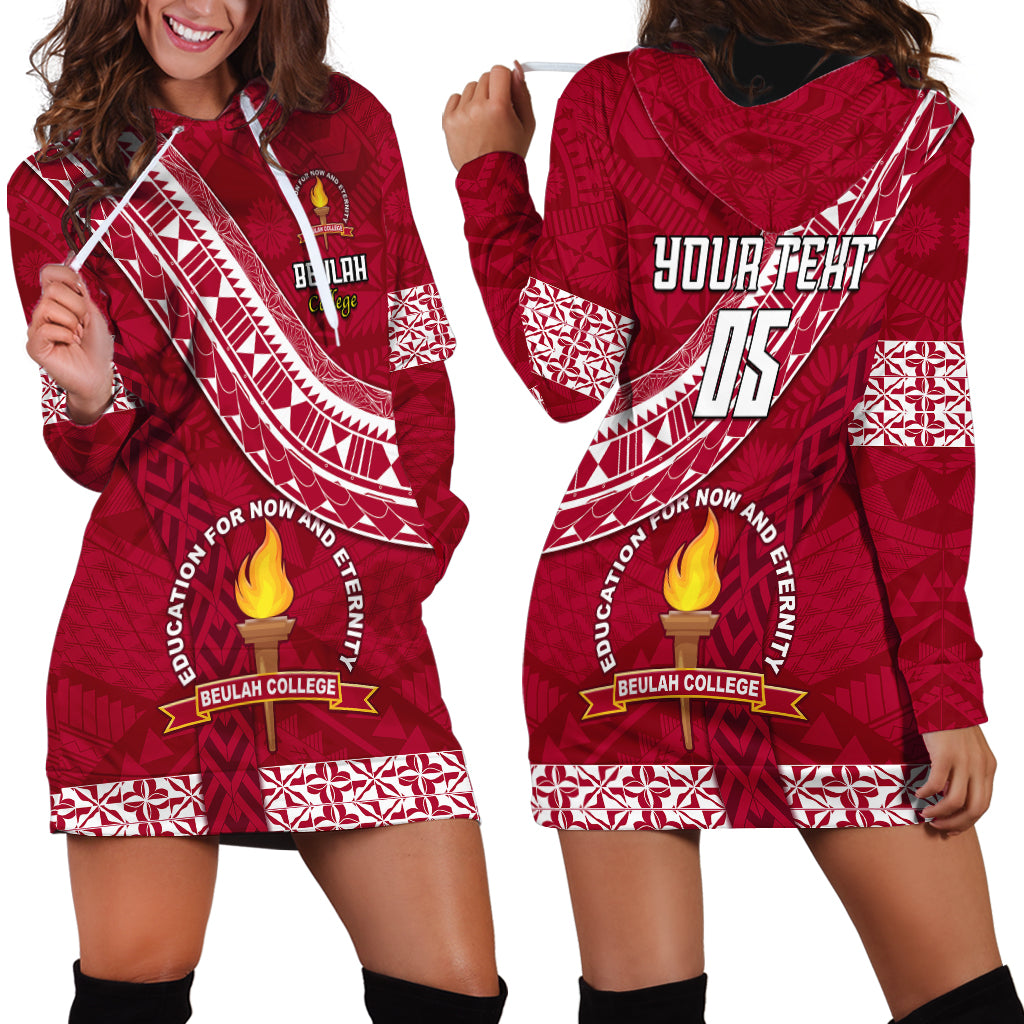 Custom Beulah College Hoodie Dress Tongan Kupesi Pattern LT05 - Polynesian Pride