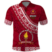 Custom Beulah College Polo Shirt Tongan Kupesi Pattern LT05 Red - Polynesian Pride