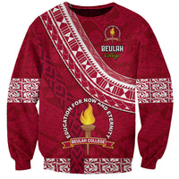 Custom Beulah College Sweatshirt Tongan Kupesi Pattern LT05 Unisex Red - Polynesian Pride