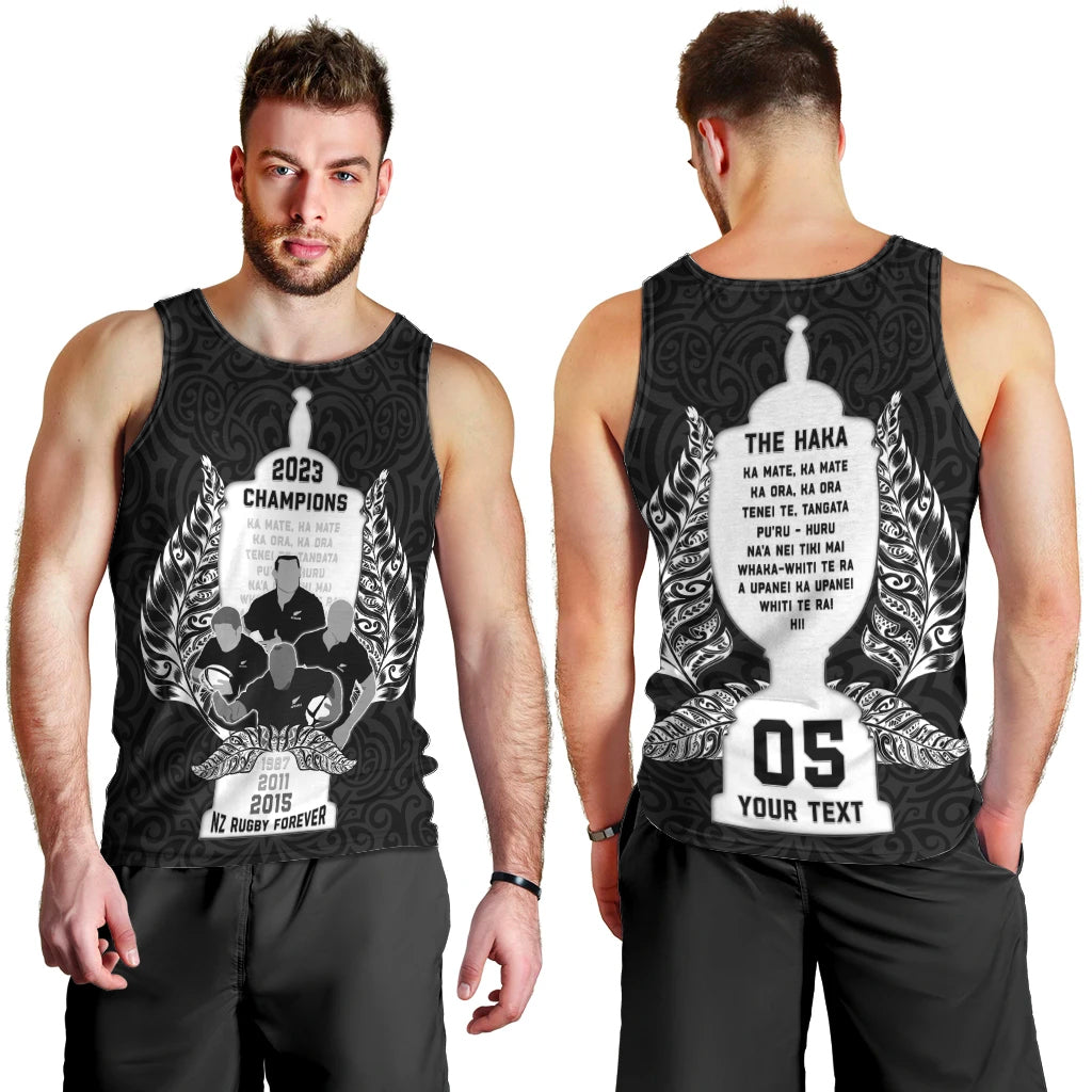 Custom New Zealand Rugby Men Tank Top The Haka With Champions Cup LT05 - Polynesian Pride
