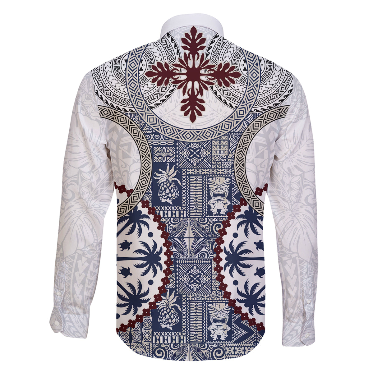 Hawaii Family Matching Tank Maxi Dress and Hawaiian Shirt Barkcloth Pattern Vintage Style LT05 - Polynesian Pride