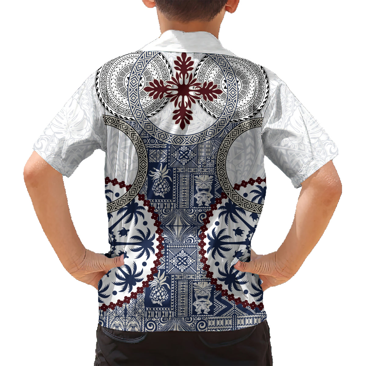Hawaii Kid Hawaiian Shirt Barkcloth Pattern Vintage Style LT05 - Polynesian Pride