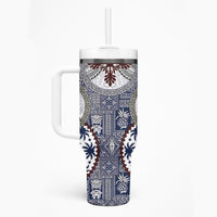 Hawaii Tumbler With Handle Barkcloth Pattern Vintage Style