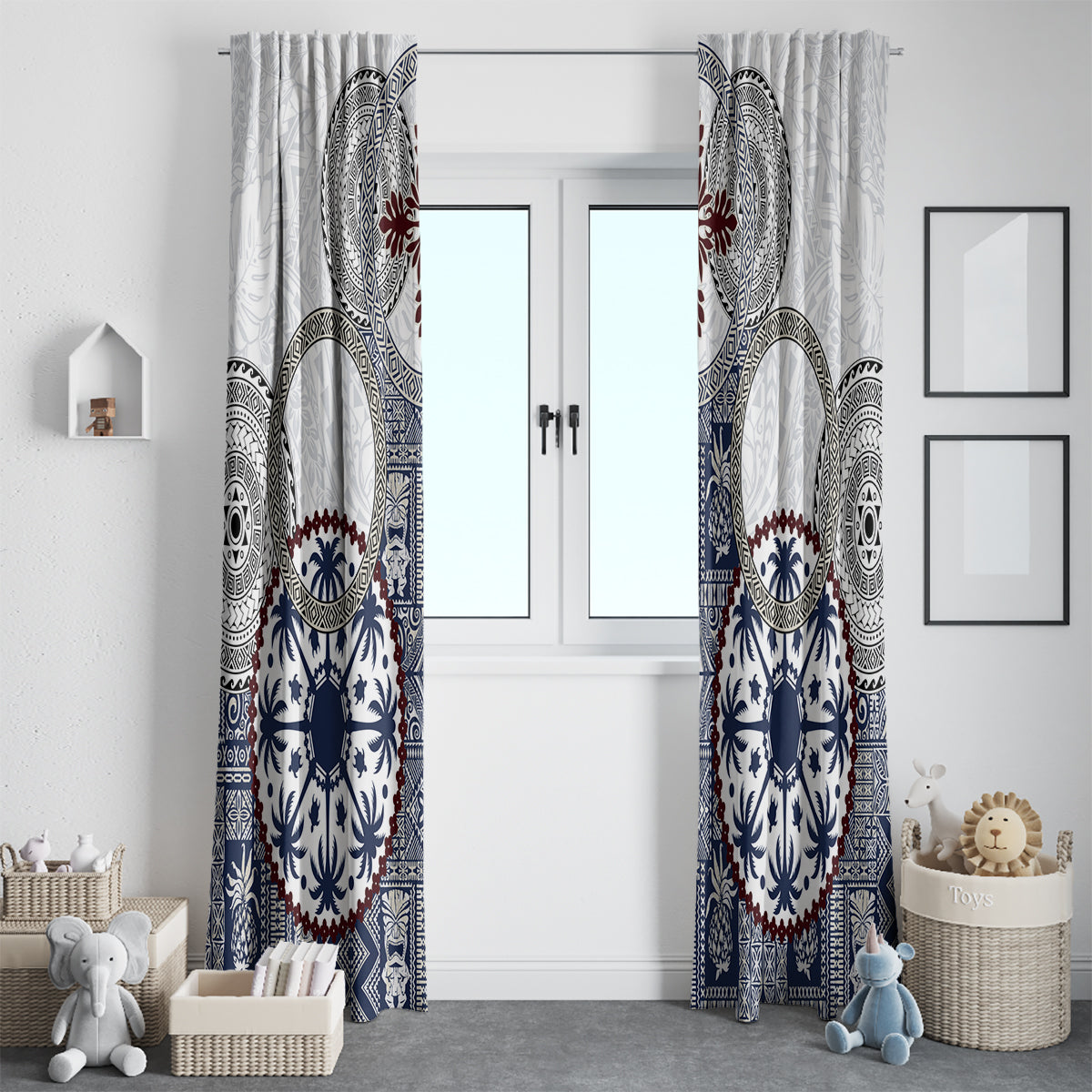 Hawaii Window Curtain Barkcloth Pattern Vintage Style LT05 - Polynesian Pride