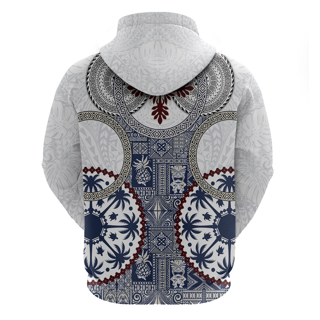 Hawaii Zip Hoodie Barkcloth Pattern Vintage Style LT05 - Polynesian Pride