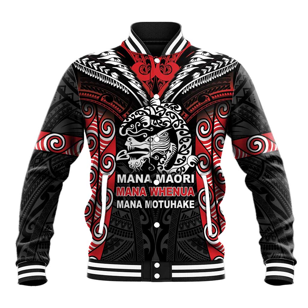 Aotearoa Mana Maori Baseball Jacket Toitu Te Tiriti LT05 Unisex Black - Polynesian Pride
