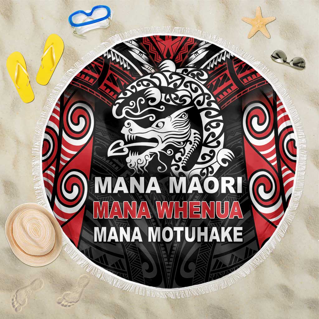 Aotearoa Mana Maori Beach Blanket Toitu Te Tiriti LT05 One Size 150cm Black - Polynesian Pride