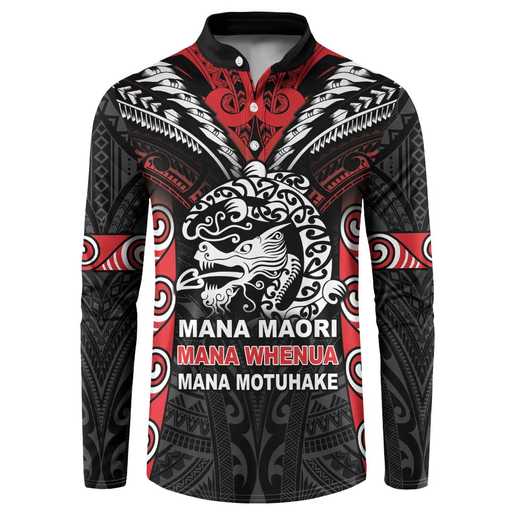 Aotearoa Mana Maori Button Sweatshirt Toitu Te Tiriti LT05 Black - Polynesian Pride