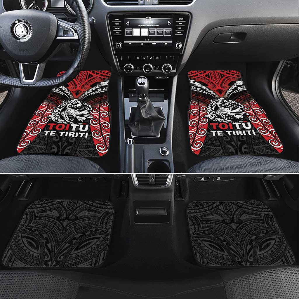 Aotearoa Mana Maori Car Mats Toitu Te Tiriti LT05 Set 4pcs Black - Polynesian Pride