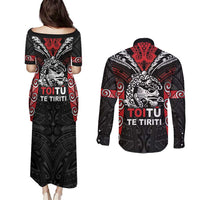 Aotearoa Mana Maori Couples Matching Puletasi and Long Sleeve Button Shirt Toitu Te Tiriti LT05 - Polynesian Pride