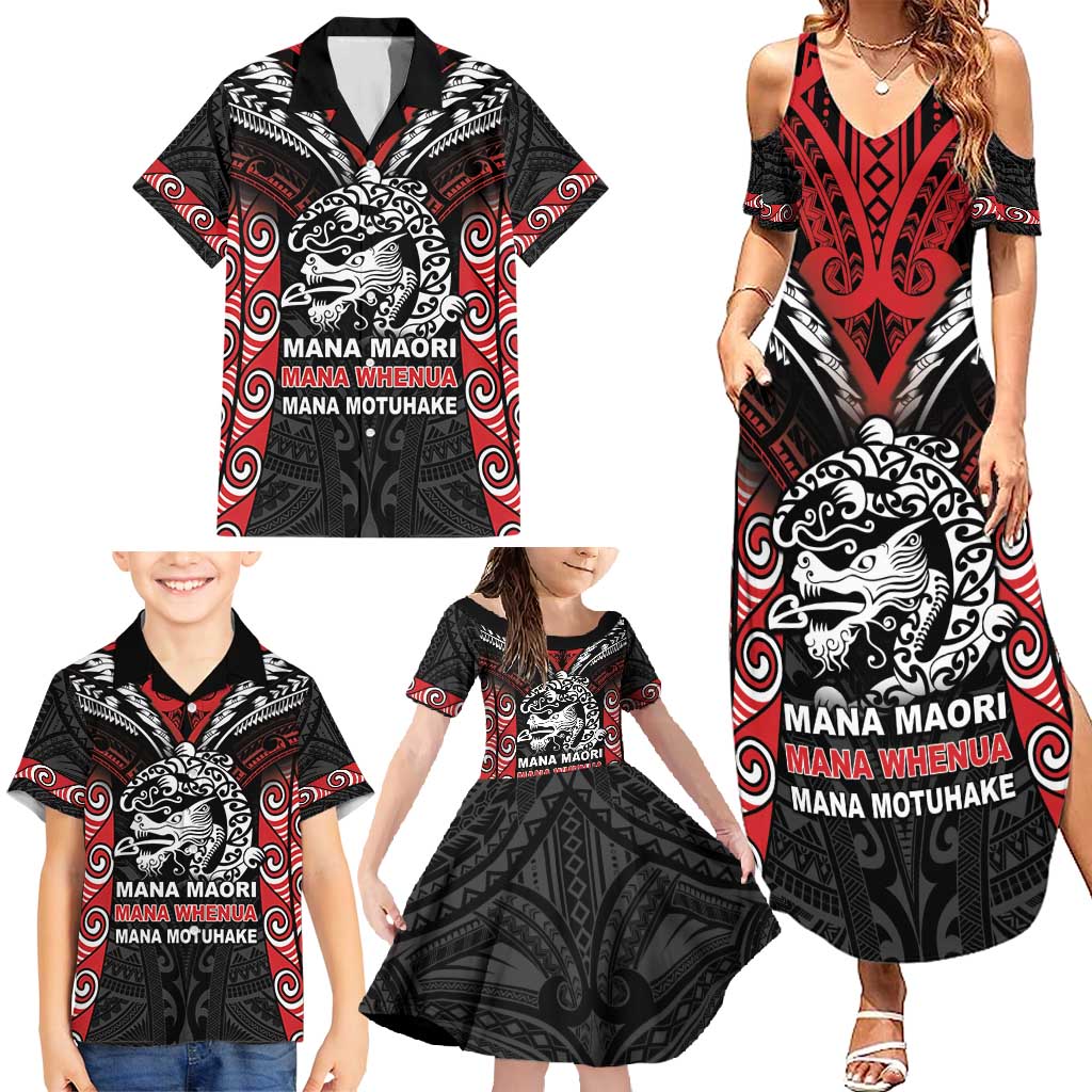 Aotearoa Mana Maori Family Matching Summer Maxi Dress and Hawaiian Shirt Toitu Te Tiriti