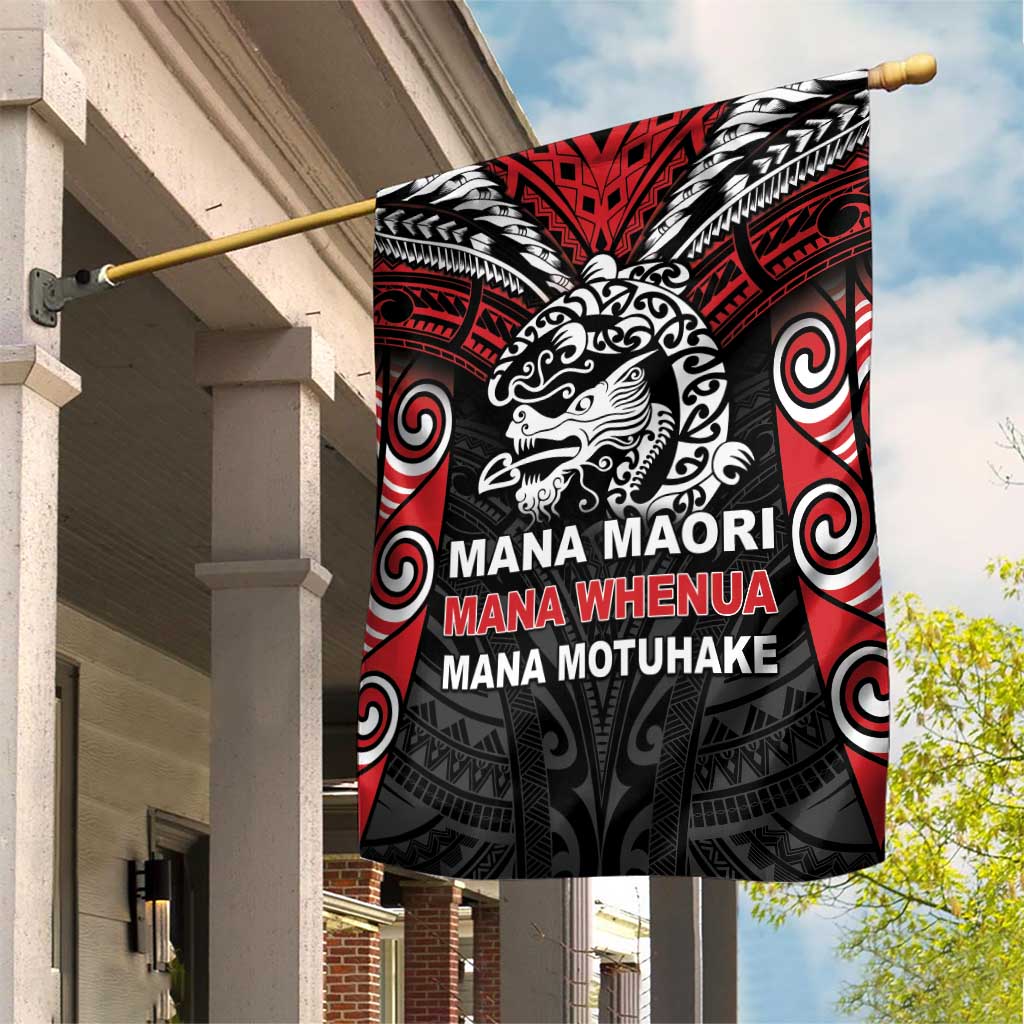 Aotearoa Mana Maori Garden Flag Toitu Te Tiriti LT05 House Flag Black - Polynesian Pride