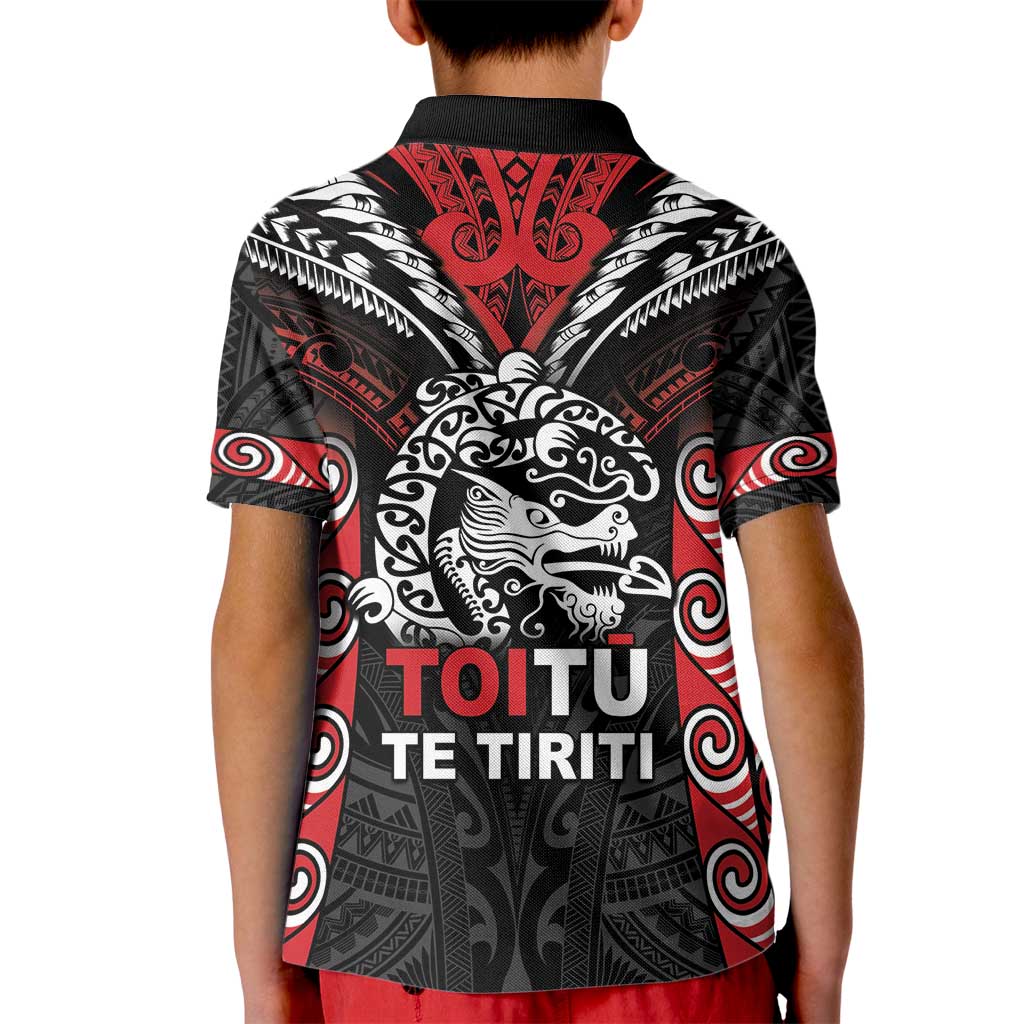 Aotearoa Mana Maori Kid Polo Shirt Toitu Te Tiriti