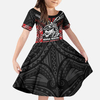 Aotearoa Mana Maori Kid Short Sleeve Dress Toitu Te Tiriti LT05 KID Black - Polynesian Pride