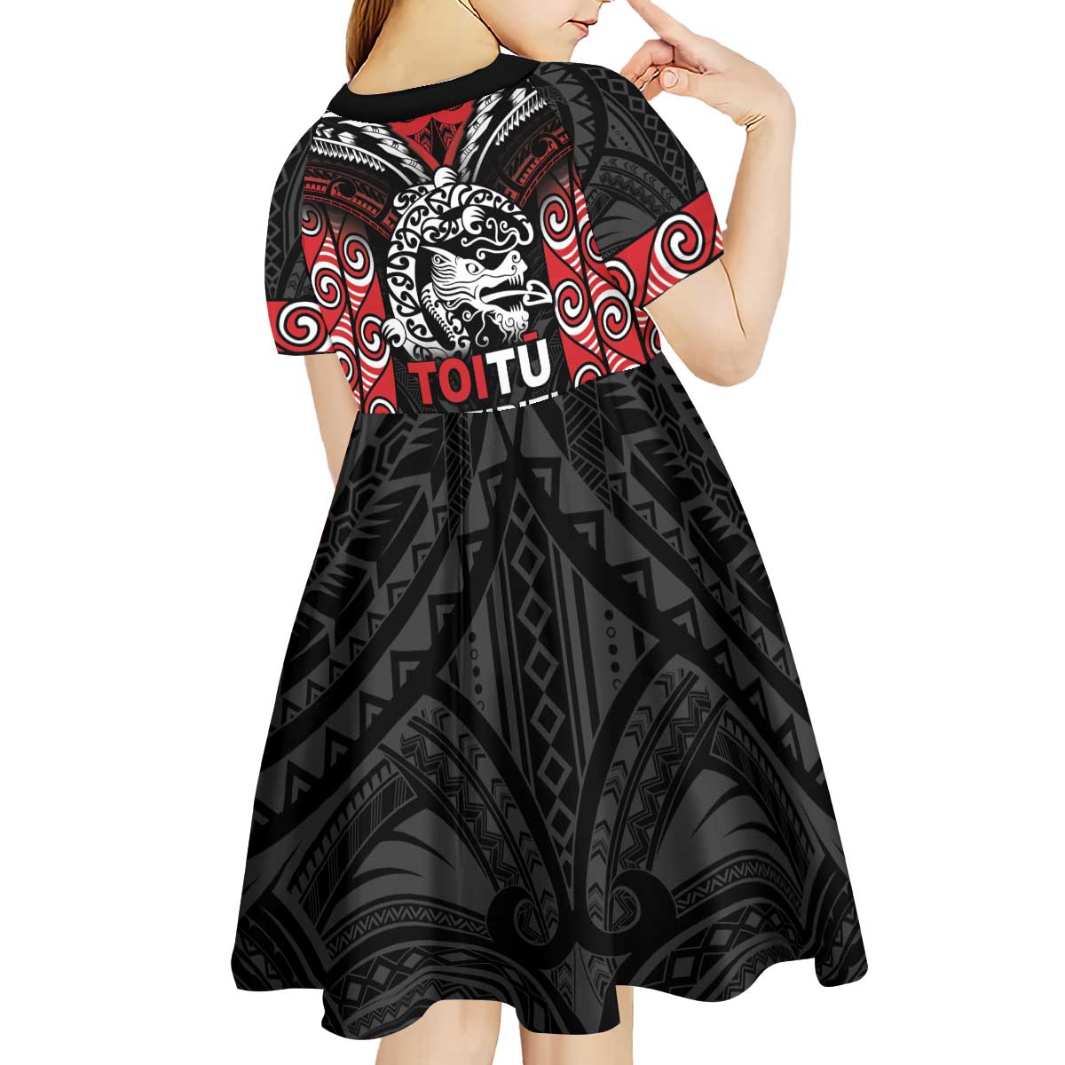 Aotearoa Mana Maori Kid Short Sleeve Dress Toitu Te Tiriti LT05 - Polynesian Pride