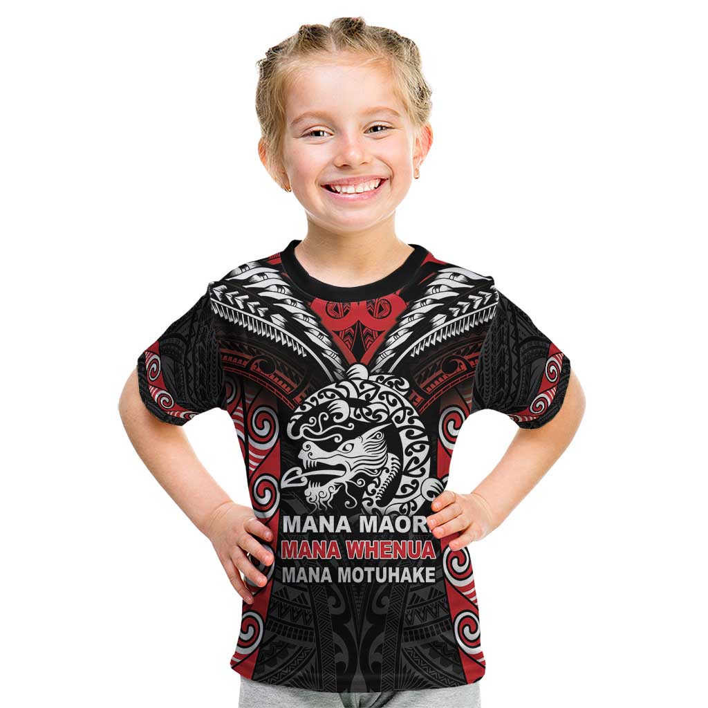Aotearoa Mana Maori Kid T Shirt Toitu Te Tiriti LT05 Black - Polynesian Pride