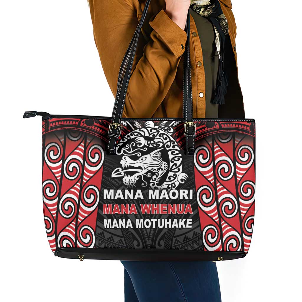 Aotearoa Mana Maori Leather Tote Bag Toitu Te Tiriti LT05 - Polynesian Pride