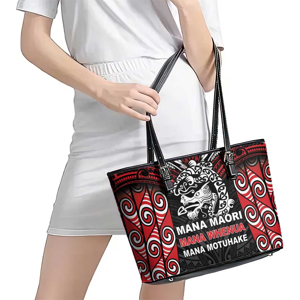 Aotearoa Mana Maori Leather Tote Bag Toitu Te Tiriti LT05 - Polynesian Pride