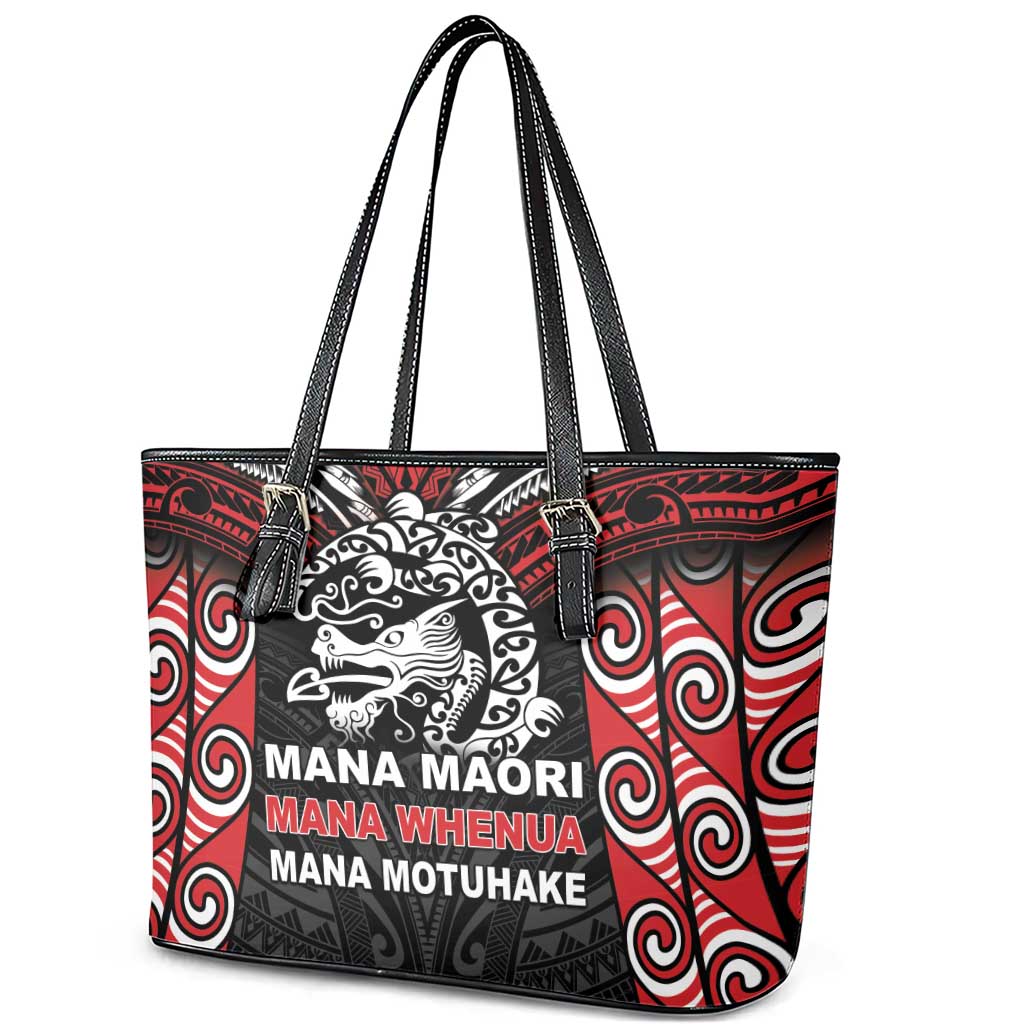 Aotearoa Mana Maori Leather Tote Bag Toitu Te Tiriti LT05 - Polynesian Pride