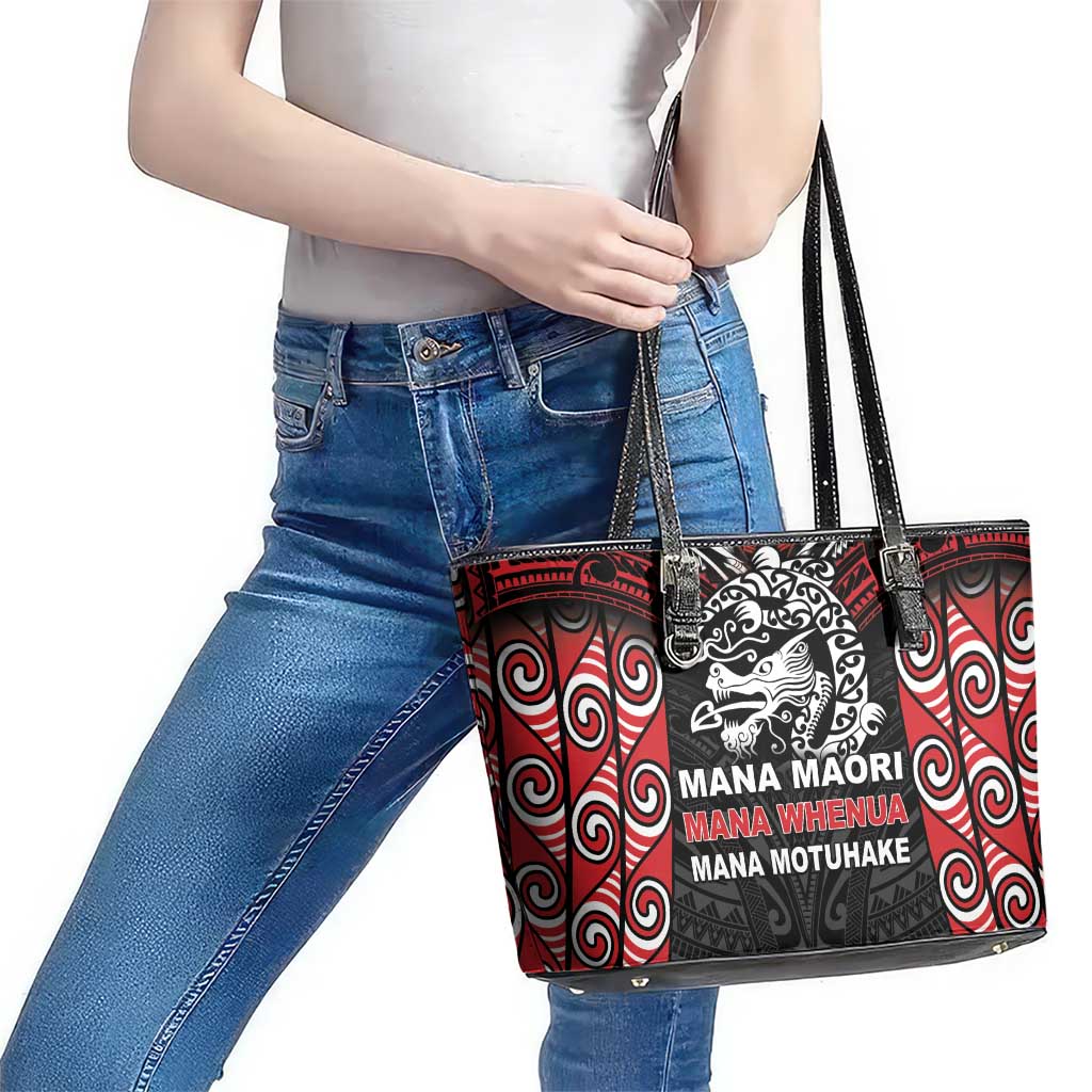 Aotearoa Mana Maori Leather Tote Bag Toitu Te Tiriti LT05 - Polynesian Pride
