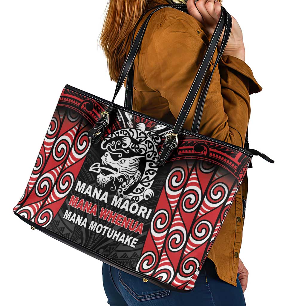 Aotearoa Mana Maori Leather Tote Bag Toitu Te Tiriti LT05 - Polynesian Pride