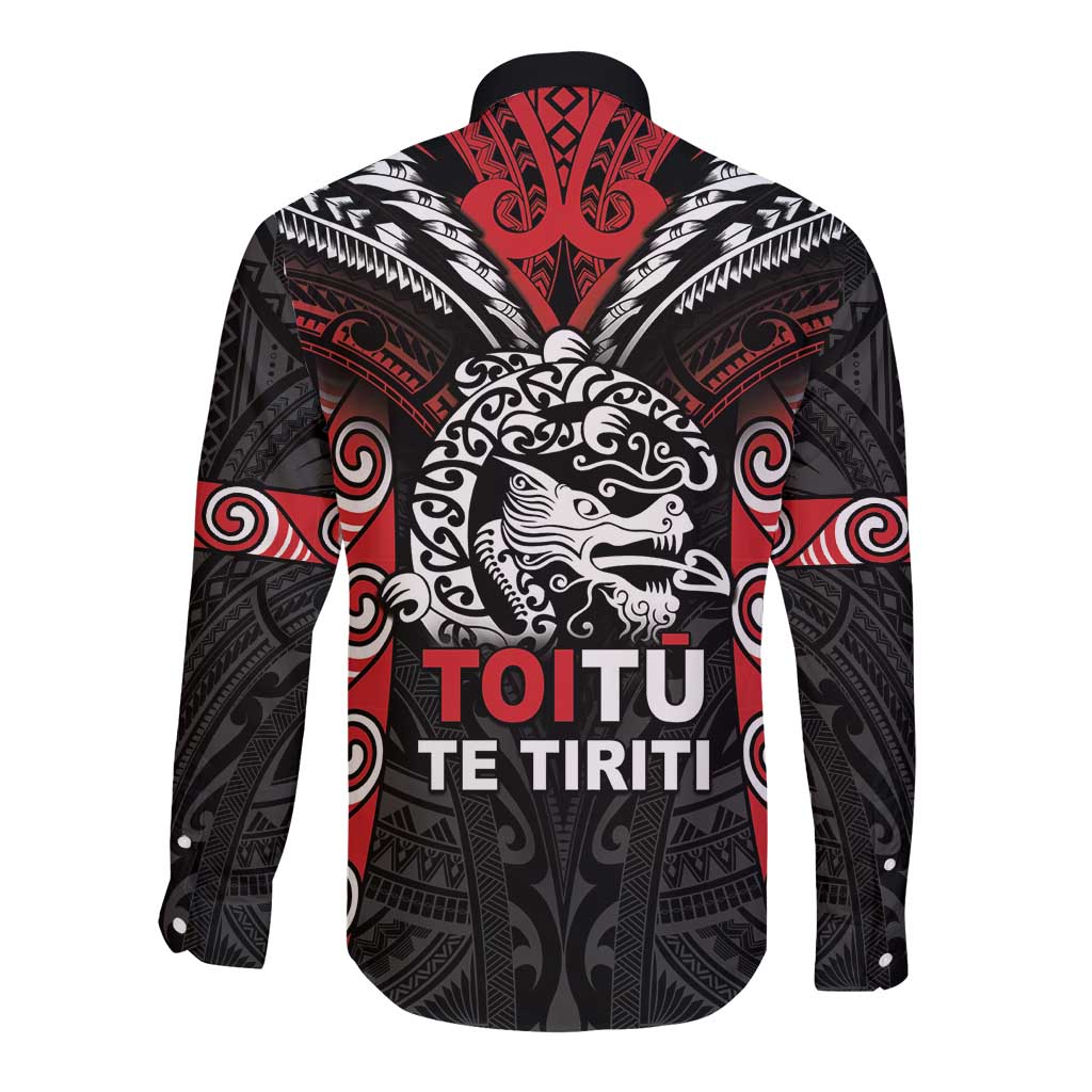 Aotearoa Mana Maori Long Sleeve Button Shirt Toitu Te Tiriti