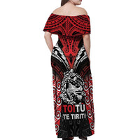 Aotearoa Mana Maori Off Shoulder Maxi Dress Toitu Te Tiriti LT05 - Polynesian Pride