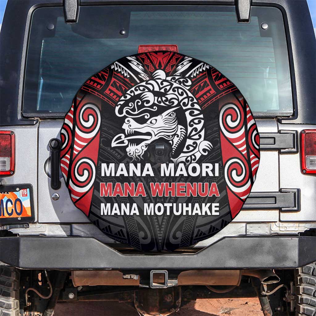 Aotearoa Mana Maori Spare Tire Cover Toitu Te Tiriti LT05 Black - Polynesian Pride