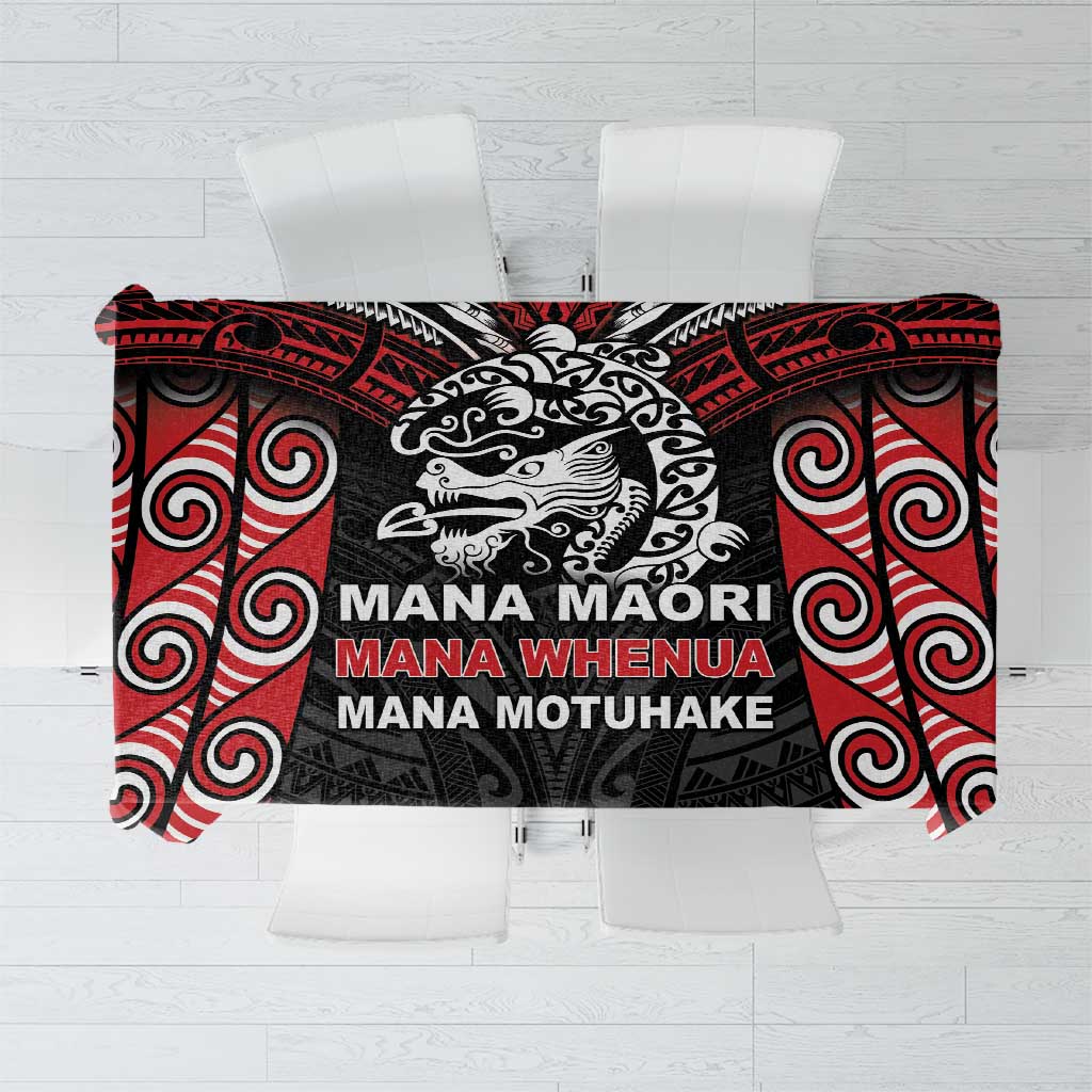 Aotearoa Mana Maori Tablecloth Toitu Te Tiriti LT05 Black - Polynesian Pride