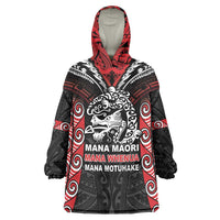 Aotearoa Mana Maori Wearable Blanket Hoodie Toitu Te Tiriti LT05 One Size Black - Polynesian Pride