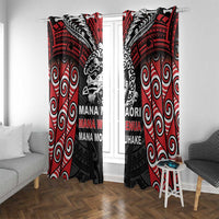 Aotearoa Mana Maori Window Curtain Toitu Te Tiriti LT05 With Grommets Black - Polynesian Pride