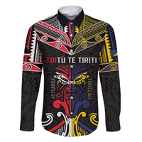 Tokelau And Aotearoa Family Matching Off Shoulder Maxi Dress and Hawaiian Shirt Together For Te Tiriti O Waitangi