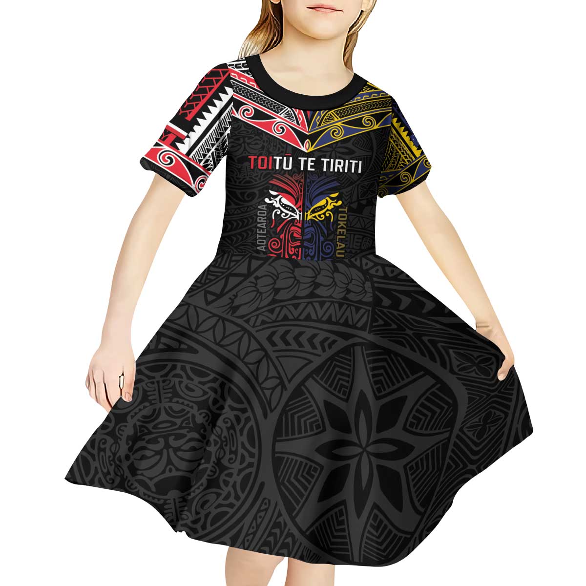 Tokelau And Aotearoa Kid Short Sleeve Dress Together For Te Tiriti O Waitangi