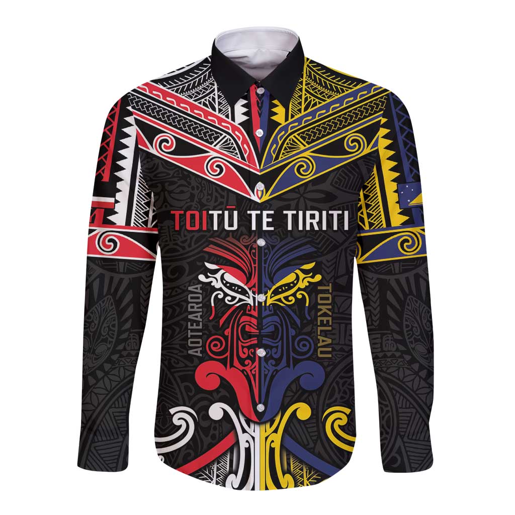 Tokelau And Aotearoa Long Sleeve Button Shirt Together For Te Tiriti O Waitangi