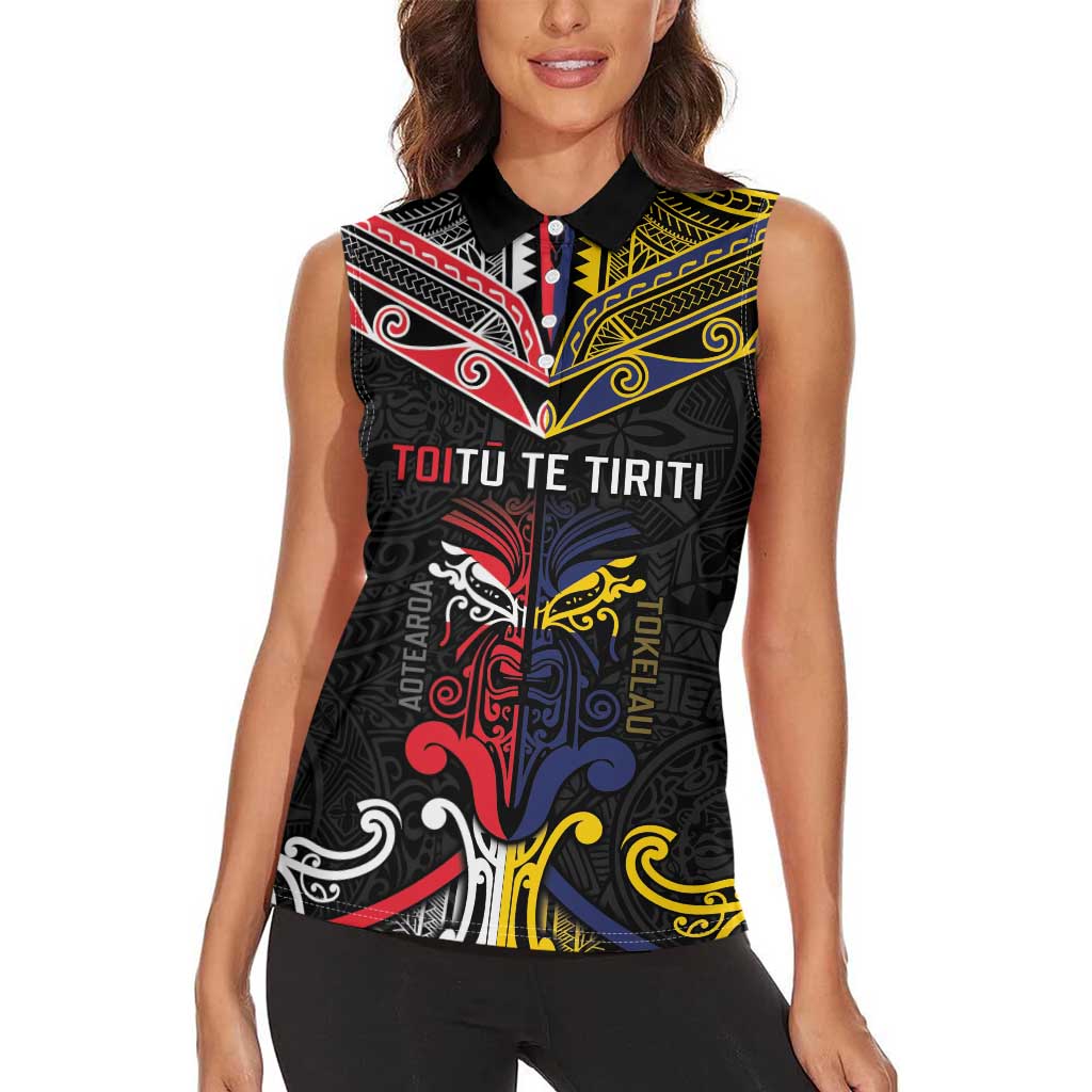 Tokelau And Aotearoa Women Sleeveless Polo Shirt Together For Te Tiriti O Waitangi