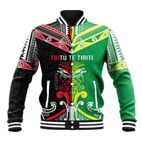 Cook Islands And Aotearoa Baseball Jacket Together For Te Tiriti O Waitangi LT05 Unisex Black - Polynesian Pride