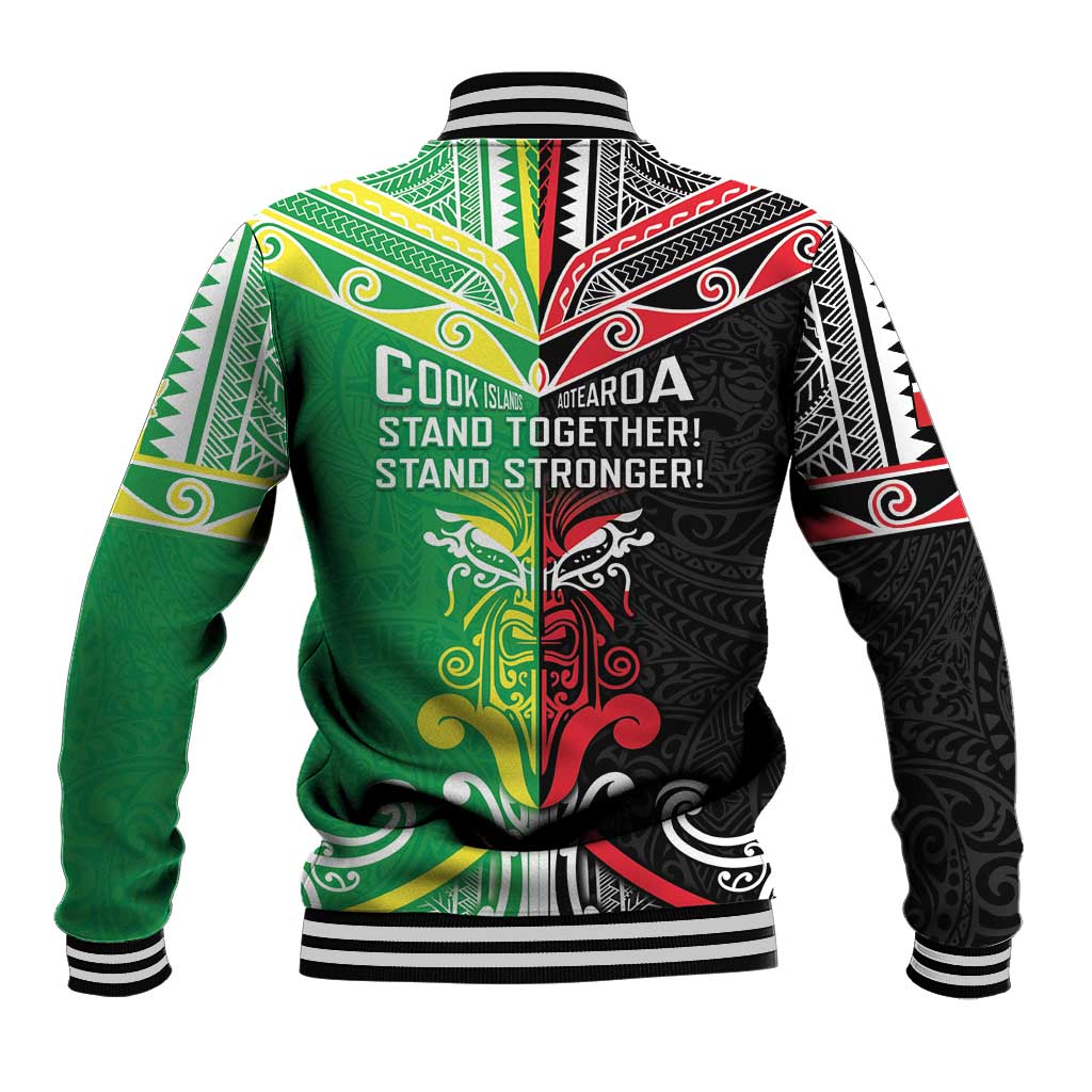Cook Islands And Aotearoa Baseball Jacket Together For Te Tiriti O Waitangi LT05 - Polynesian Pride
