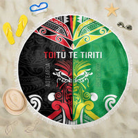 Cook Islands And Aotearoa Beach Blanket Together For Te Tiriti O Waitangi LT05 One Size 150cm Black - Polynesian Pride