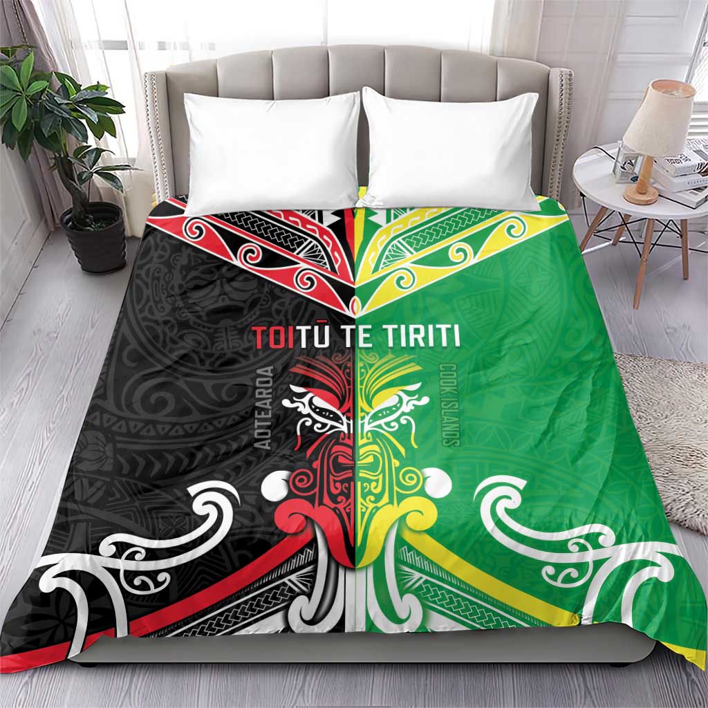 Cook Islands And Aotearoa Bedding Set Together For Te Tiriti O Waitangi